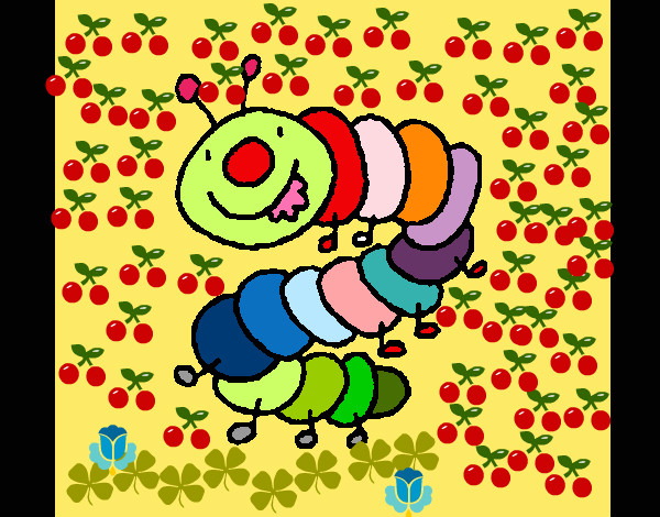gusano comiendo de colores
