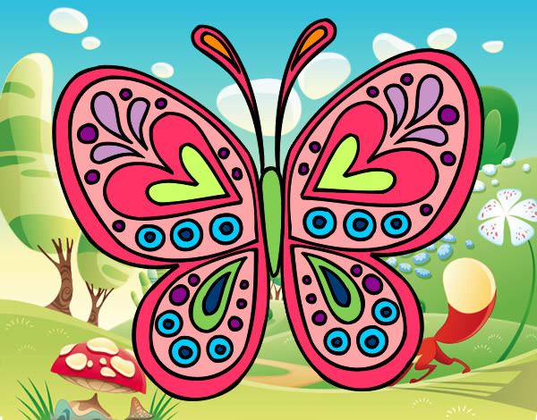 Dibujo Mandala mariposa pintado por Elyza