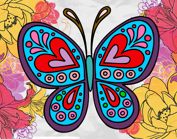 Dibujo Mandala mariposa pintado por maryos 