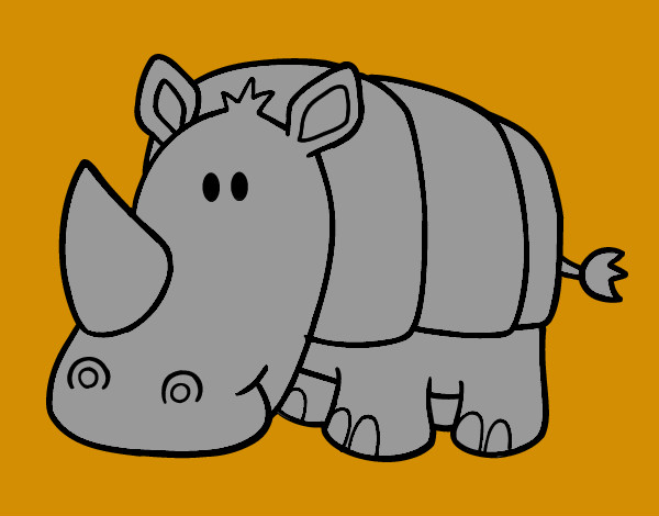Dibujo Rinoceronte bebé pintado por elefante
