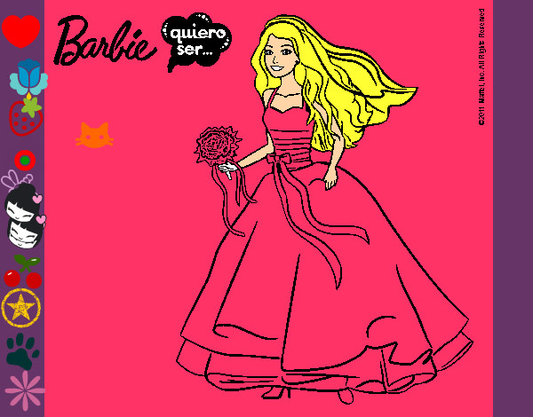 Dibujo Barbie vestida de novia pintado por hernande