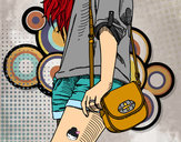 Dibujo Chica con bolso pintado por Veri Veri