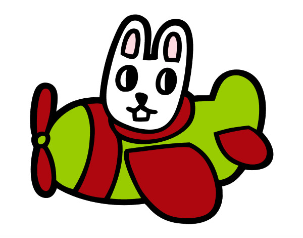 Dibujo Conejo en avión pintado por Renula