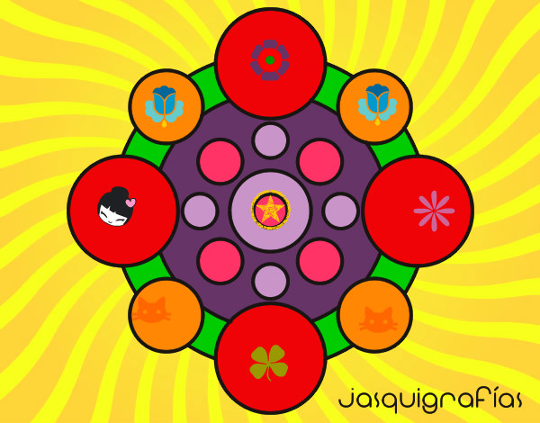 Dibujo Mandala con redondas pintado por Renula