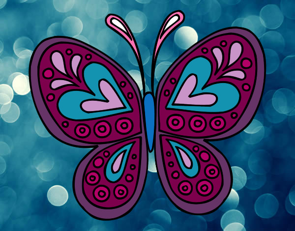 Dibujo Mandala mariposa pintado por muyi 