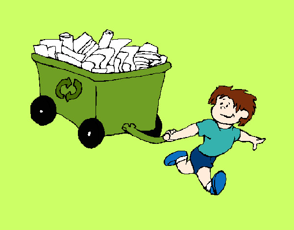 niño reciclando
