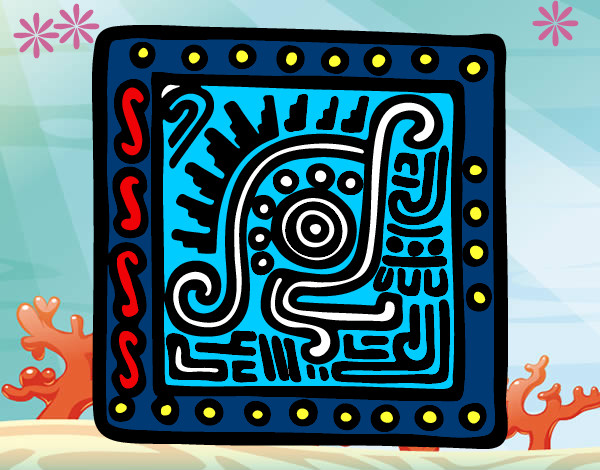 Dibujo Símbolo maya pintado por codigolyok