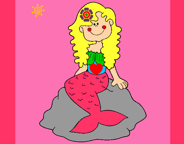 Dibujo Sirena sentada en una roca pintado por hernande