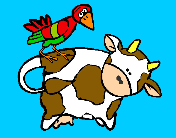vaca y pajaro