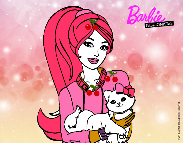 Dibujo Barbie con su linda gatita pintado por alan_riky