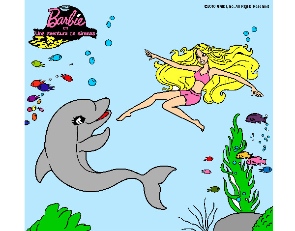 Dibujo Barbie jugando con un delfín pintado por CAMILA17