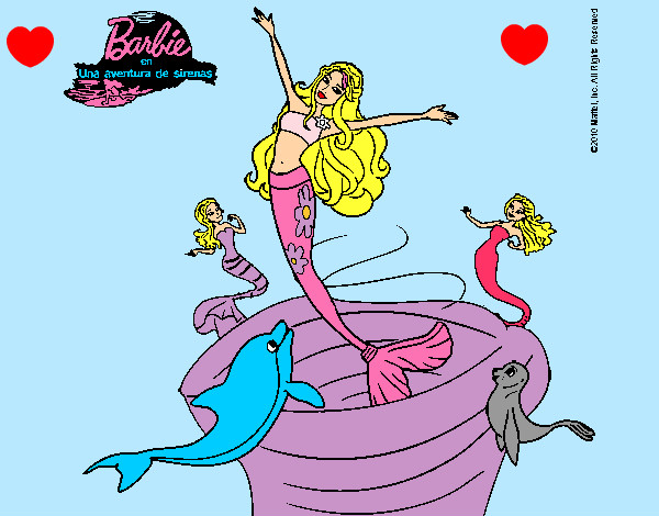 Dibujo Barbie sirena contenta pintado por Samanta123