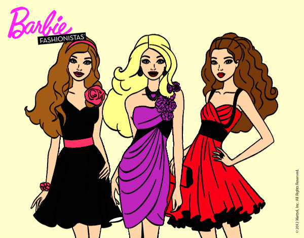 Dibujo Barbie y sus amigas vestidas de fiesta pintado por andre_1