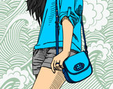 Dibujo Chica con bolso pintado por partofme