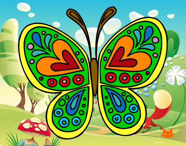 Dibujo Mandala mariposa pintado por hernande