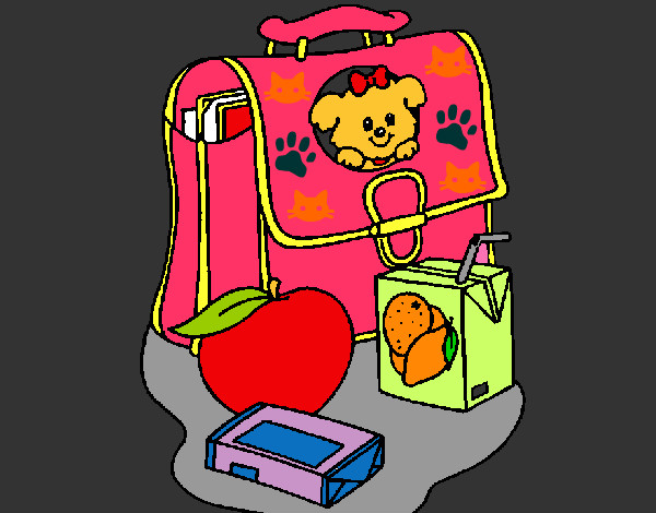 Dibujo Mochila y desayuno pintado por abilop_1