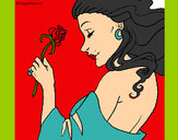 Dibujo Princesa con una rosa pintado por katica123
