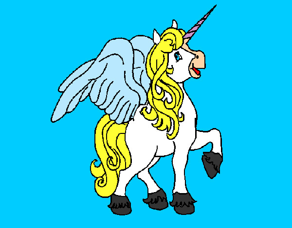 Dibujo Unicornio con alas pintado por karen04