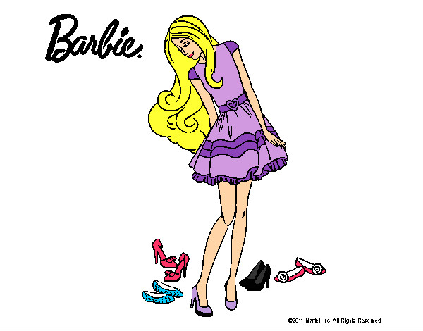 Dibujo Barbie y su colección de zapatos pintado por andre_1