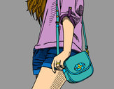 Dibujo Chica con bolso pintado por VickoHappy