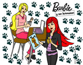 Dibujo Barbie y su hermana merendando pintado por sofitierna
