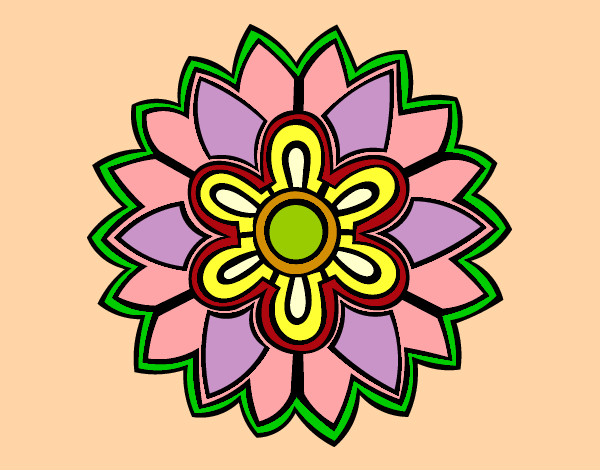 Dibujo Mándala con forma de flor weiss pintado por mlabate