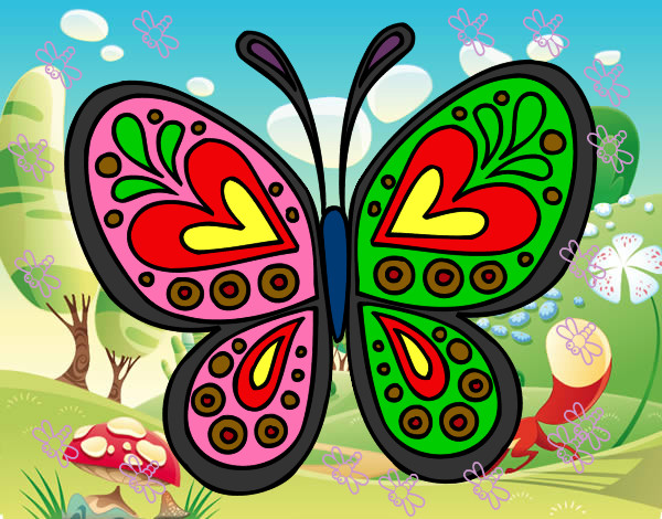 Dibujo Mandala mariposa pintado por alexir