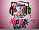 Dibujo Robot music pintado por patribueno