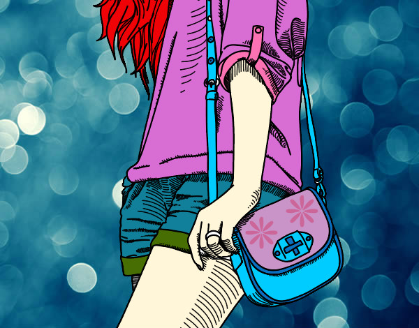 Dibujo Chica con bolso pintado por abrilita1