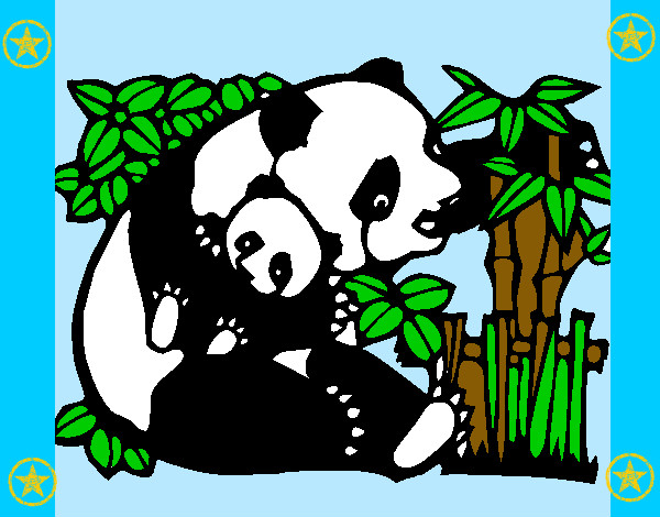 Dibujo Mama panda pintado por clowden