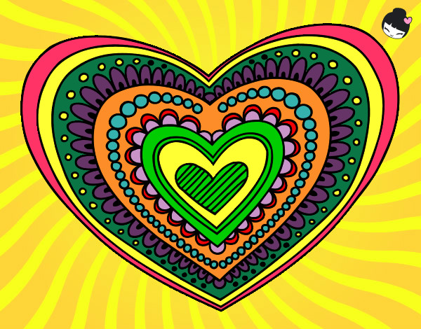 Dibujo Mandala corazón pintado por carocortes