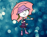 Dibujo Niña con paraguas pintado por heather
