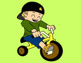 Dibujo Niño en triciclo pintado por charito