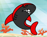 Dibujo Tiburón nadando pintado por rino
