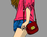 Dibujo Chica con bolso pintado por Mikale