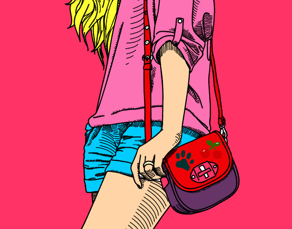Dibujo Chica con bolso pintado por salma1