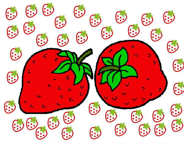 Dibujo fresas pintado por chocolata