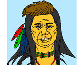 Dibujo Indio con grandes plumas pintado por yesabel