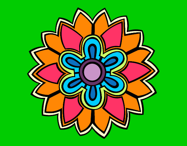 Dibujo Mándala con forma de flor weiss pintado por preciosita