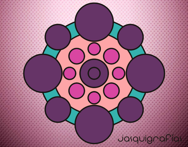 Dibujo Mandala con redondas pintado por preciosita