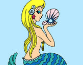 Dibujo Sirena y perla pintado por Salia