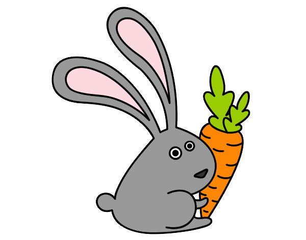 Dibujo Conejo con zanahoria pintado por paocarranz