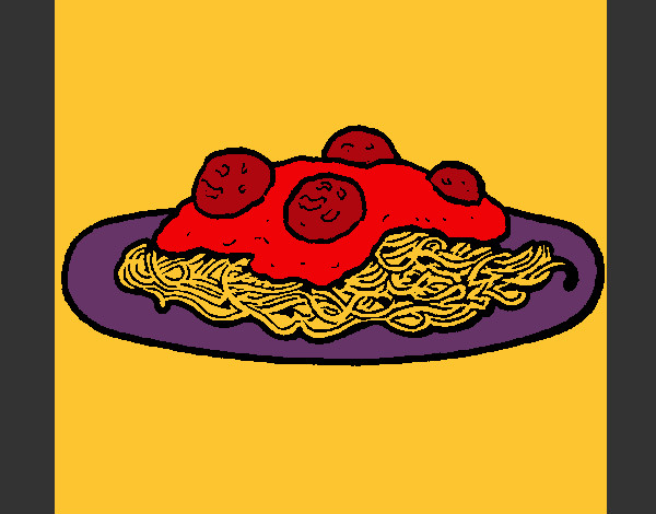 Dibujo Espaguetis con carne pintado por pieyu
