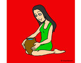 Dibujo Mujer y jarrón pintado por oriannys