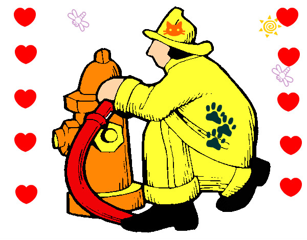 Dibujo Bombero en la boca de incendios pintado por Joovii