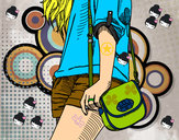 Dibujo Chica con bolso pintado por natyk