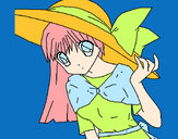 Dibujo Chica con sombrero pamela pintado por NekoKawaii