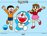 Dibujo Doraemon y amigos pintado por abrilguay