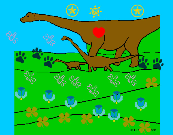 Dibujo Familia de Braquiosaurios pintado por ivanmoren