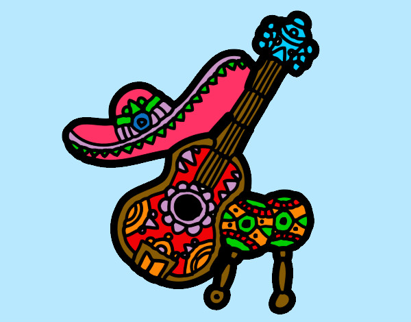 Dibujo Instrumentos mexicanos pintado por rocio--pek